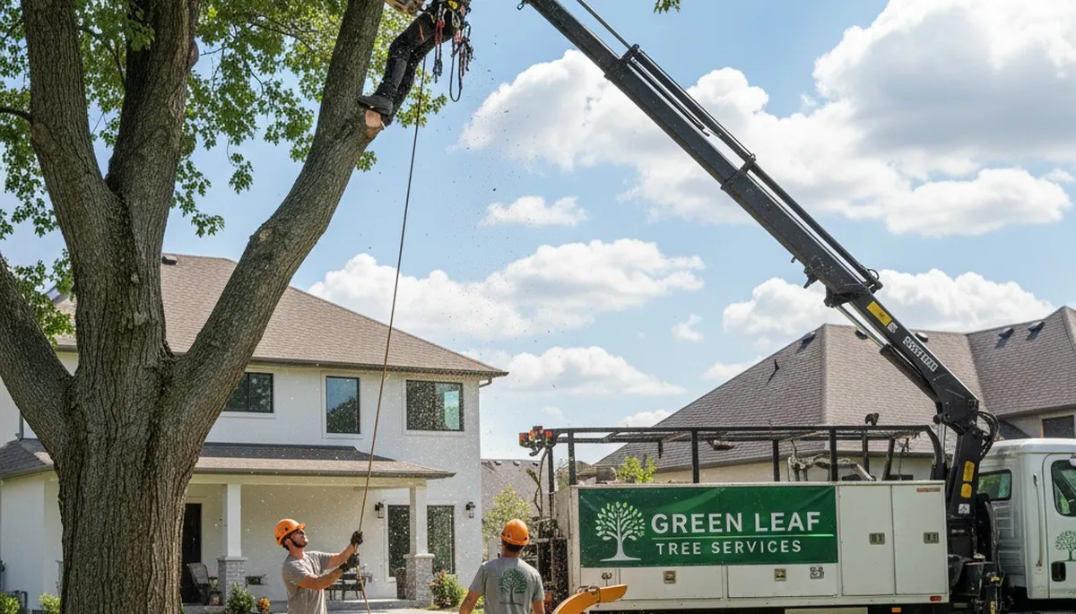 Professional tree removal crew working safely on a large pine in Seattle, WA